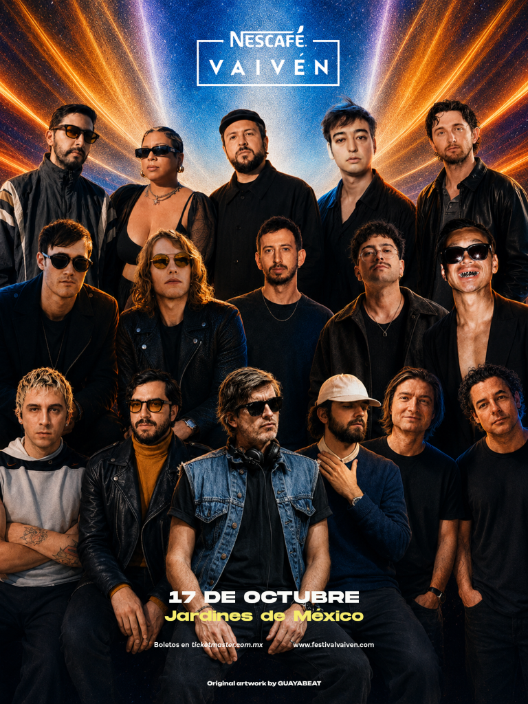 Artistas de Festival Vaivén 2026 en arte promocional del evento, que se realizará el 17 de octubre en Jardines de México, Morelos.
