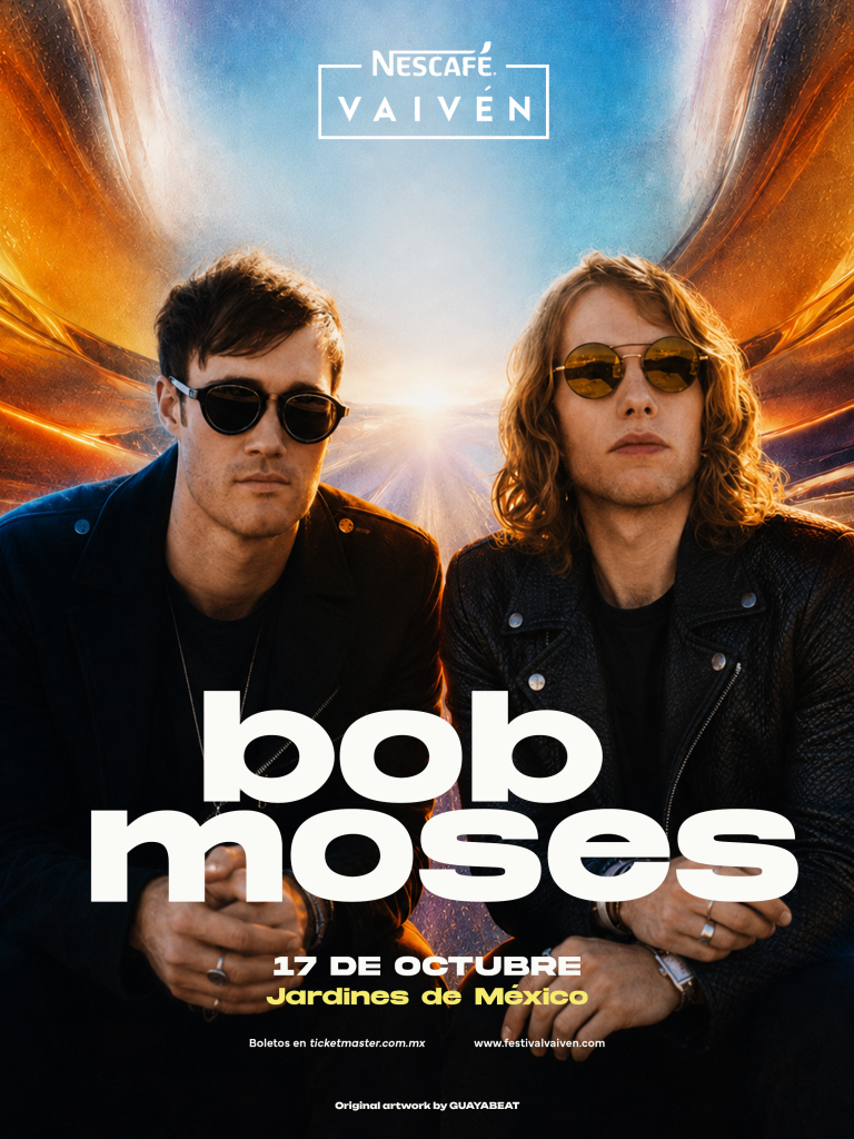 Bob Moses en arte promocional del Festival Vaivén 2026, programado para el 17 de octubre en Jardines de México.